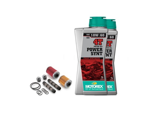 KTM 690 LC4 Ölwechsel-Set mit Ölfilter Service Kit 0005000069 und 2 Liter MOTOREX POWER SYNT 4T 10W/60 Motoröl.