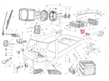 Rücklicht Triom, links, Ape Car P2, P401, P50, TM P50