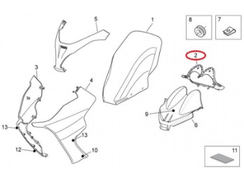 Frontschild, Instrumente Verkleidung grau Aprilia Atlantic 125 300