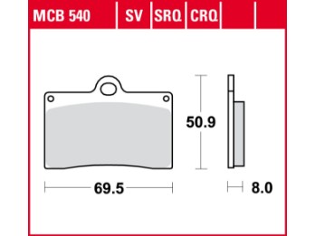 MCB540SV TRW Bremsbelagsatz, Sintermetall, Aprilia RS 125 250 RS4 50 Tuono
