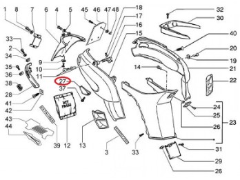 Seitendeckel Deckel rechts, chrom, Piaggio NRG 50