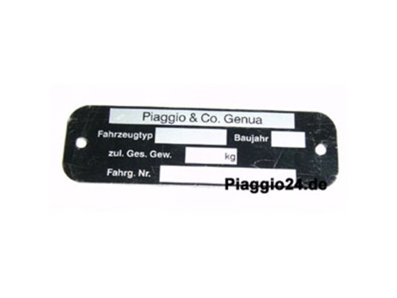 11039000, Typenschild Piaggio&Co Genovaalle d