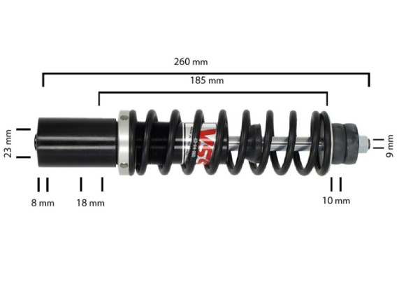 YSS Stoßdämpfer Basic Mono Serie, vorne, schwarz, 
