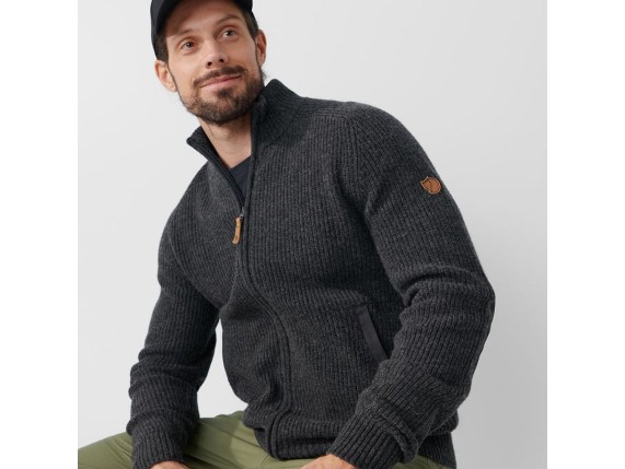 Fjällräven | Övik Zip Cardigan Knit Men, Dark Olive