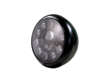 LED-Scheinwerfer 7","HD-Style", mat tschwarz, 10 LED's, Refl.
